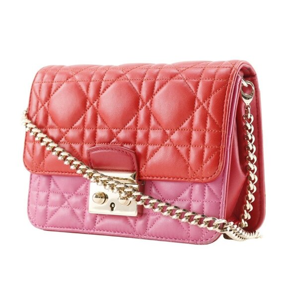 DIOR Pink Lambskin Leather Shoulder Bag - Picture 2 of 16